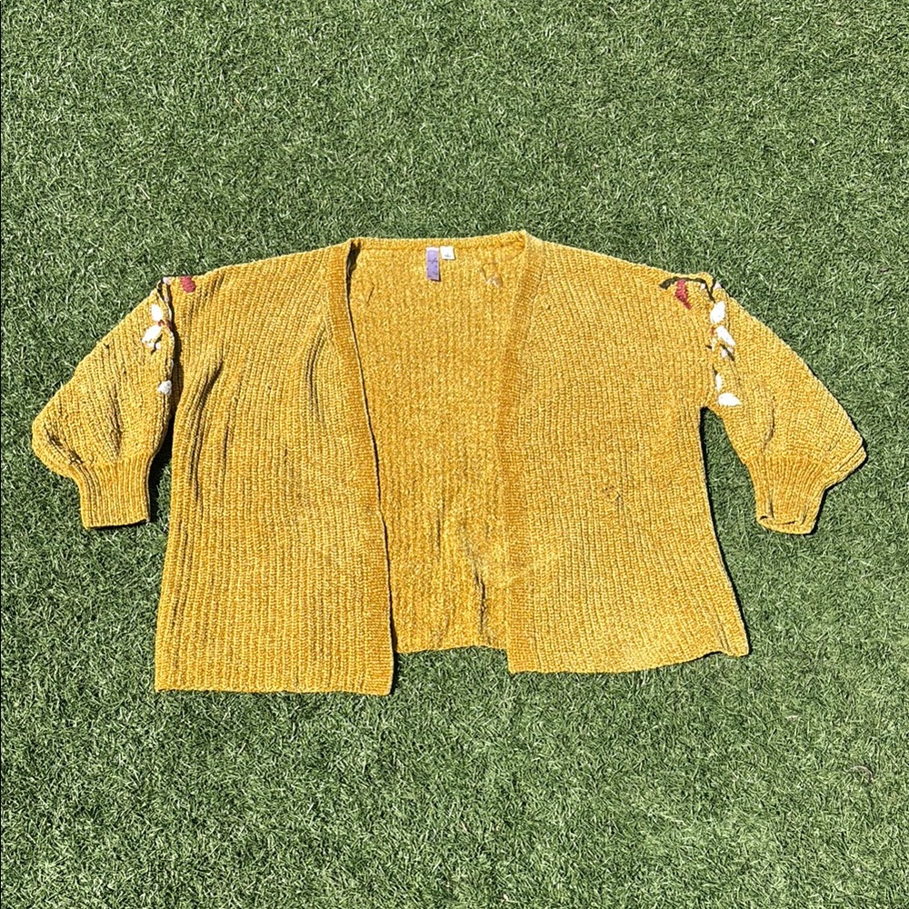 Alya Yellow Chunky Knit Cardigan Sweater
